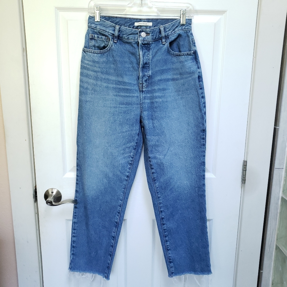 Pacsun Blue Medium Wash Denim High Rise Straight Leg Button Fly Jeans